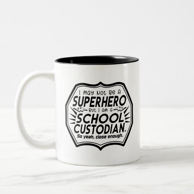 Superhero Custodian Zweifarbige Tasse (Links)