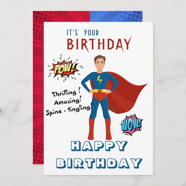 Superhero Custom Foto Geburtstag Einladung (Vorne/Hinten)