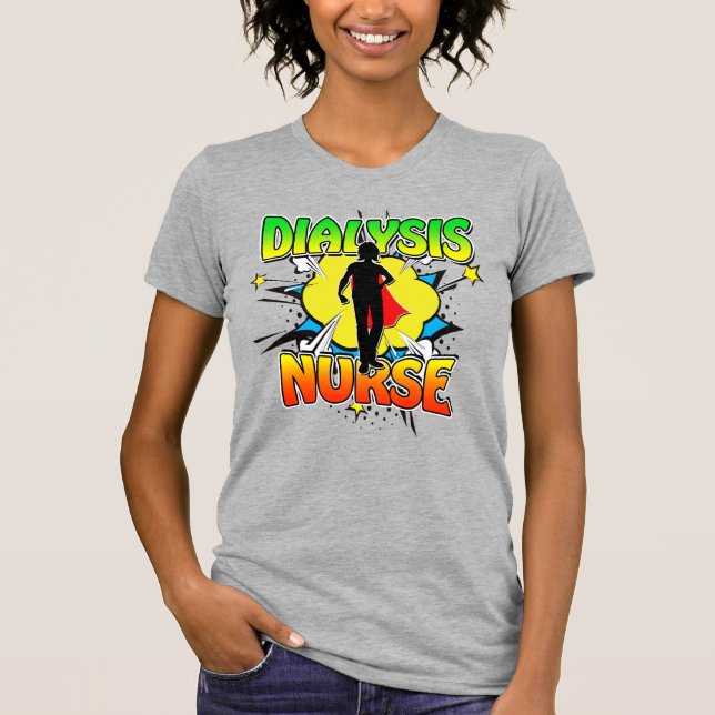 Superhero Dialysis Nurse Superhelden Tragen Schrot T-Shirt (Vorderseite)