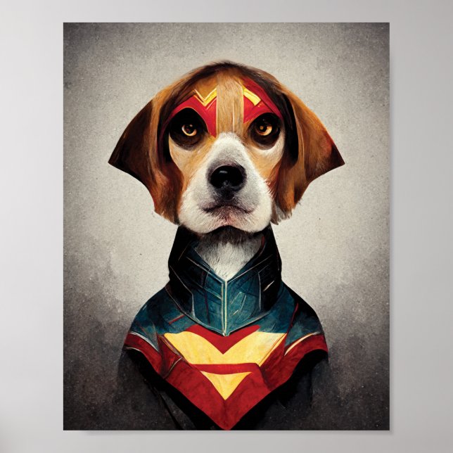Superhero Dog Portrait | BEAGLE Poster (Vorne)