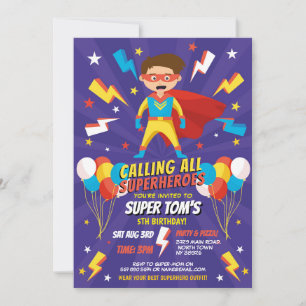 Superhero Einladung Boys Blue Stars Super Party