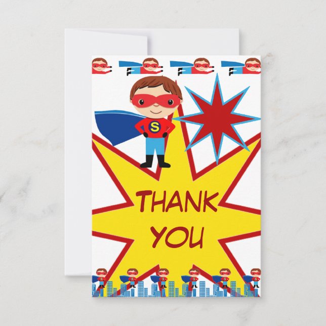 Superhero Enfants Garys Anniversaire Fête Merci Ca (Devant)
