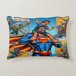 Superhero Fathers Comic im Buchstil Dekokissen