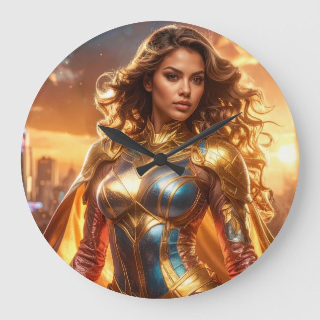 SUPERHERO - FEMALE SUPERHERO GROßE WANDUHR (Vorderseite)