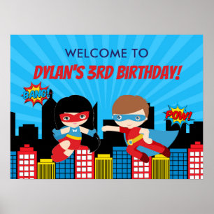 Superhero fête d'anniversaire Bienvenue affiche ba