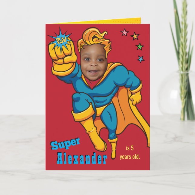 Superhero Flying Foto spezialisiert Geburtstag Karte (Vorderseite)