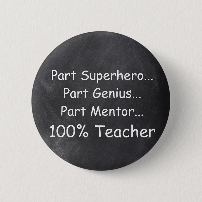 Superhero Genius Mentor Teacher Chalkboard Design Button (Vorderseite)