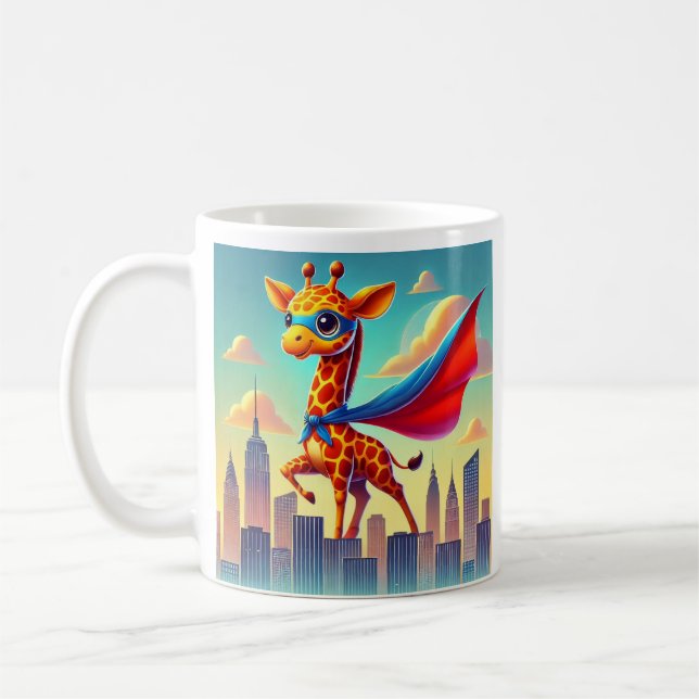 Superhero Giraffe individuell anpassbar Kaffeetasse (Links)