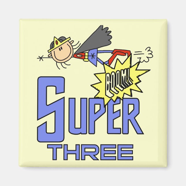 Superhero Girl 3. Geburtstag - Hemden und Geschenk Magnet (Vorne)