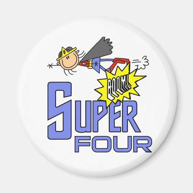 Superhero Girl 4. Geburtstag Shirts und Geschenke Magnet (Vorne)