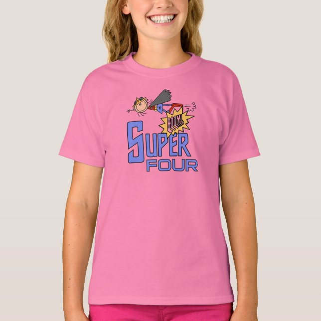 Superhero Girl 4th Birthday Tshirts et cadeaux (Devant)