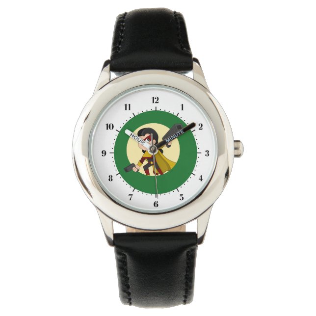 Superhero Girl Cartoon Armbanduhr (Vorderseite)