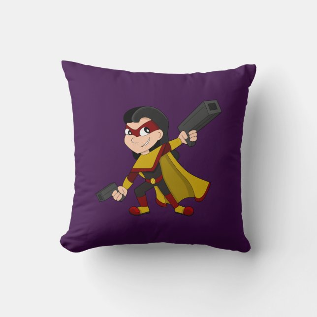 Superhero Girl Cartoon Kissen (Vorderseite)