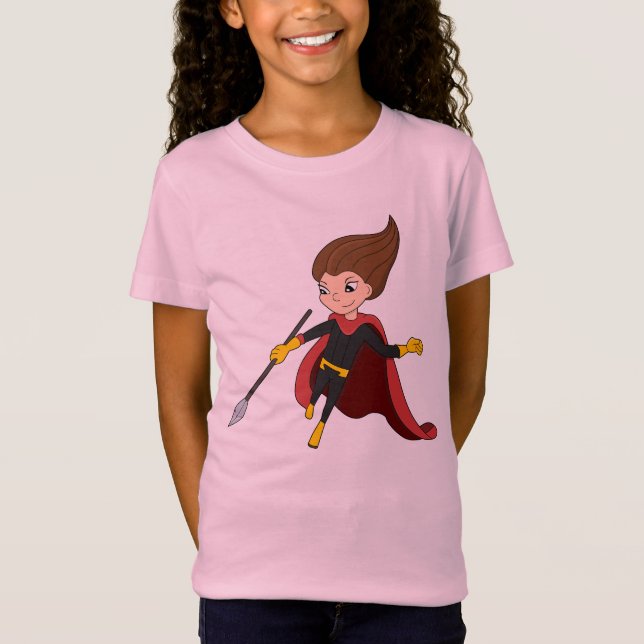 Superhero Girl Cartoon T-Shirt (Vorderseite)