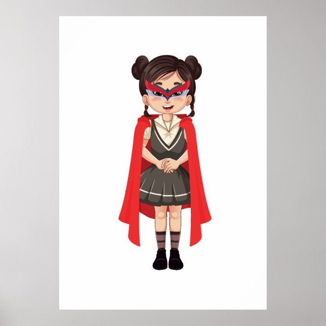 Superhero Girl Digital Poster | Printable Hero Art (Vorne)