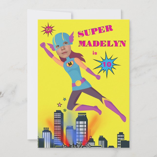 Superhero Girl Fantastisch sensationeller Geburtst Einladung (Vorderseite)