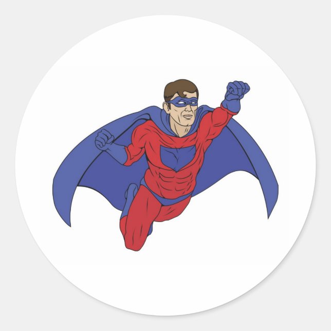 Superhero Illustration Runder Aufkleber (Vorderseite)