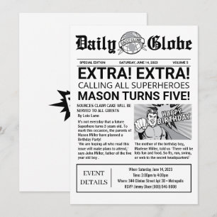 Superhero Journal Invitation d'anniversaire