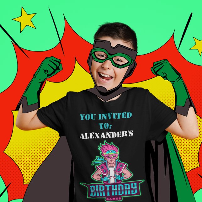 Superhero Junge Pink & Green Game Avatar und Maske Einladung (Von Creator hochgeladen)