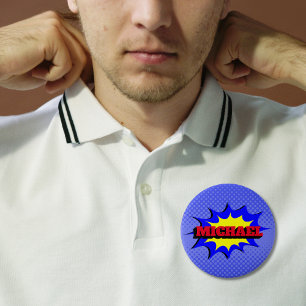 Superhero Kids Comic Buch Personalisierter Name Button