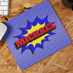Superhero Kids Comic Buch Personalisierter Name Mousepad
