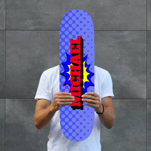 Superhero Kids Comic Buch Personalisierter Name Skateboard (Von Creator hochgeladen)