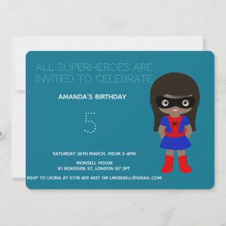 Superhero Kids Girls Geburtstagsparty Einladung