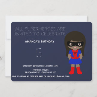 Superhero Kids Girls Geburtstagsparty Einladung