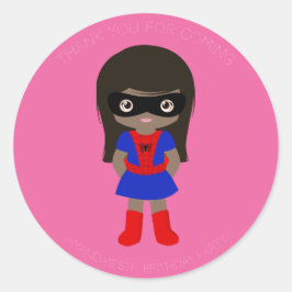 Superhero Kids Girls Geburtstagsparty Pink Sticker