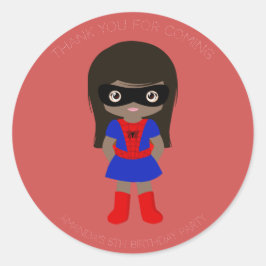 Superhero Kids Girls Geburtstagsparty Roter Sticke Runder Aufkleber