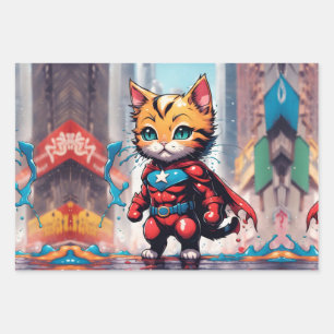 Superhero Kitty Geschenkpapier Set