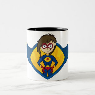 Superhero-Mädchen-Tasse Zweifarbige Tasse
