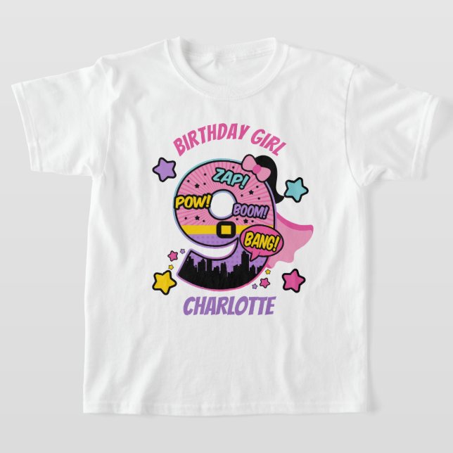 Superhero Nineth Birthday Girl 9th Super Girl T-Shirt (Ablage )