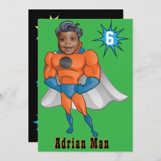 Superhero Orange Birthday Invite Einladung