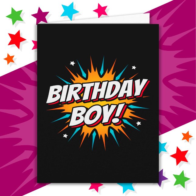 Superhero Party Comic Book Hero Birthday Boy Karte (Von Creator hochgeladen)