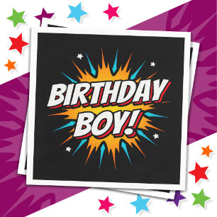 Superhero Party Comic Book Hero Birthday Boy Serviette
