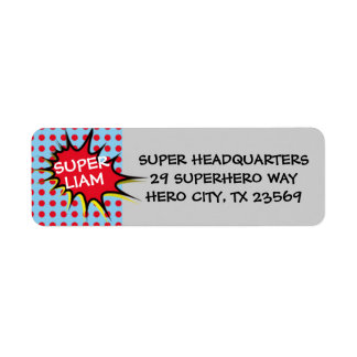 Superhero Party Einladung Rücksendeadressen-Aufkle