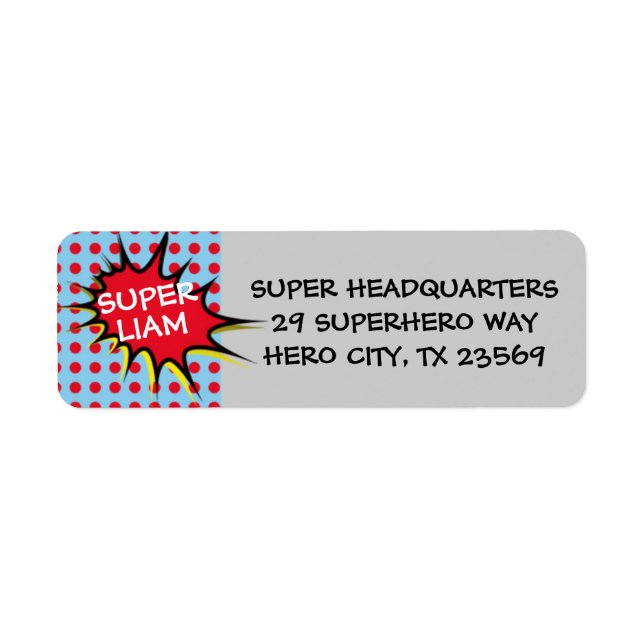 Superhero Party Einladung Rücksendeadressen-Aufkle (Vorne)