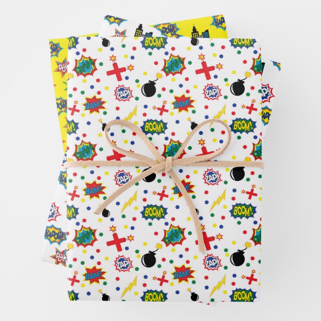 Superhero Pattern Geschenkpapier Set (Beispiel)