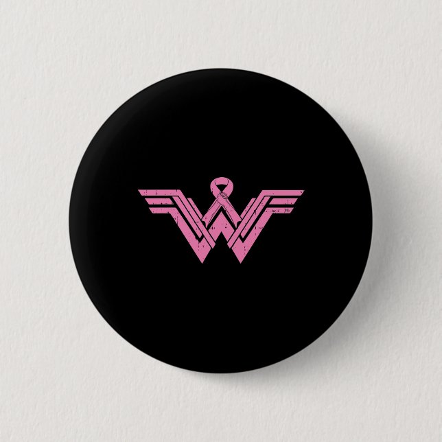 Superhero Pink Ribbon Brustkrebs Mama Button (Vorderseite)