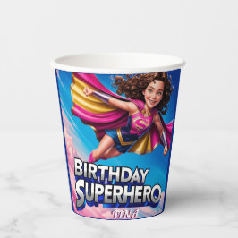 Superhero Power Girl Happy Birthday Pappbecher