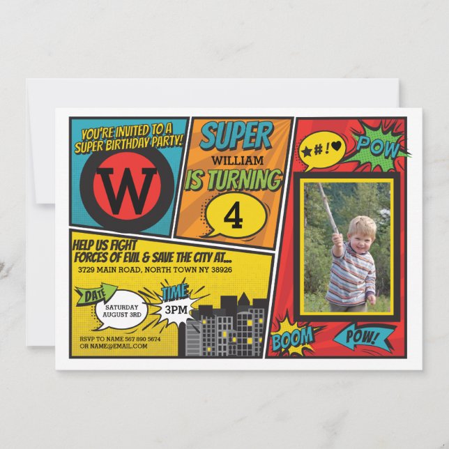 Superhero Red Blue Invitation Super Hero Invitatio (Devant)