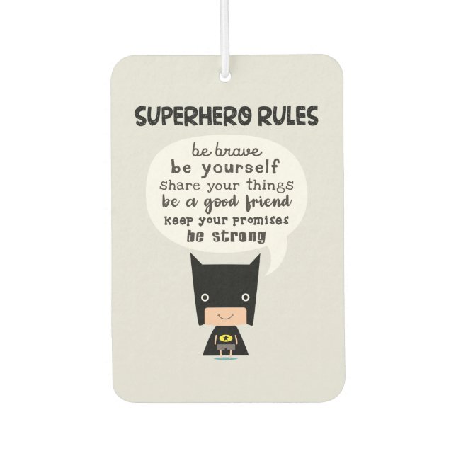 Superhero-Regeln Autolufterfrischer (Vorderseite)