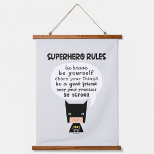 Superhero-Regeln Wandteppich Mit Holzrahmen