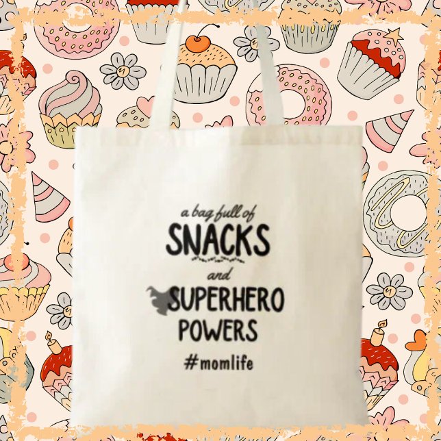 Superhero & Snacks Mum Funny Momlife Mother Day Tragetasche (Embrace the superhero within every mom and give the gift of convenience and style!)