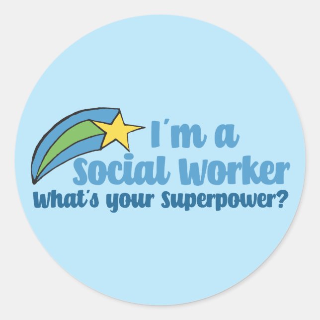 Superhero Social Worker Runder Aufkleber (Vorderseite)