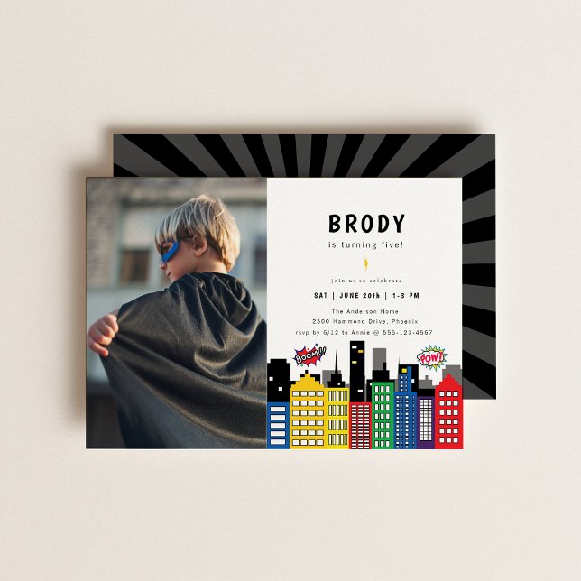 Superhero Thema Geburtstag Foto Einladung (Von Creator hochgeladen)