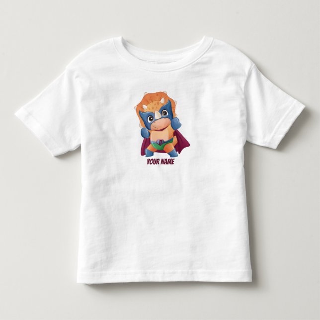 Superhero Triceratops Dinosaur Kleinkind T-shirt (Vorderseite)