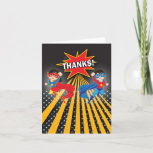 Superhero   Twins Dankeschön Card Dankeskarte