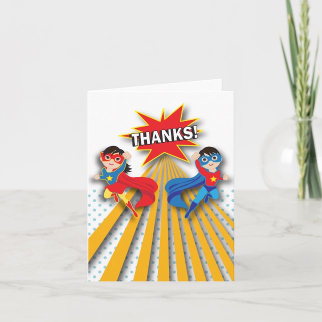 Superhero | Twins Dankeschön Card Dankeskarte (Vorderseite)